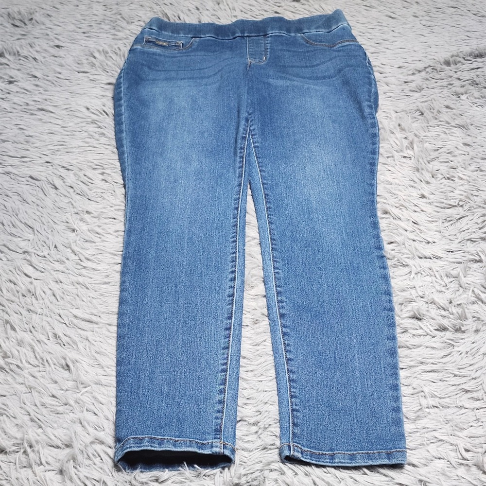 Nine West Jeans Heidi Pull On Skinny Womens Size 6 Blue Denim Stretch Casual